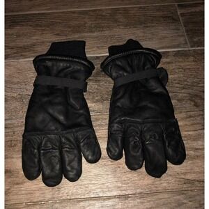 Military Intermediate Cold Wet Black Leather Gloves Mens Womens Sz Medium Unisex